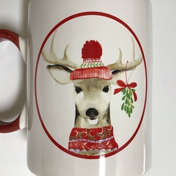 Christmas Reindeer Coffee Mug Cynthia Rowley Tea Cup Mistletoe Holiday New York - Picture 7 of 13